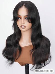 ALL READY WIG 7x5 Designer Layered Glueless Wear&Go Curtain Bangs Natural Wave Wig, 100% Human Hair Wear And Go Pre Cut Pre Plucked Glueless Closure Wig Layered With Curtain Bang Natural Black, 180% Density, 16-22 INCH, Pull & Go Real Human Hair Wigs For Women Pre-Plucked Hairline - SNatural - View 2