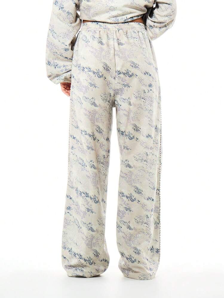 SUMWON WOMEN Snake Print Wide Leg Joggers