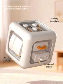 六合一蒙特梭利立方体玩具感官忙碌板婴儿练习技能抽屉立方体减压益智玩具，适合男孩女孩，节日生日礼物创意 - 白色 - 查看 6