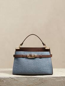 SHECARRY Ladies Handbag, Retro Contrasting Commuter Bag - Teal Blue - View 2