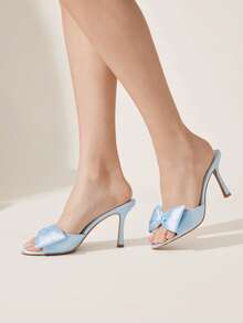 CUCCOO CHICEST Women's Solid Color Chain Decor Fashionable Elegant High Heel Sandals Spring Shoes Spring Break Easter Wedding Shoes Spring Shoes Bride Shoes - Light blue - View 9