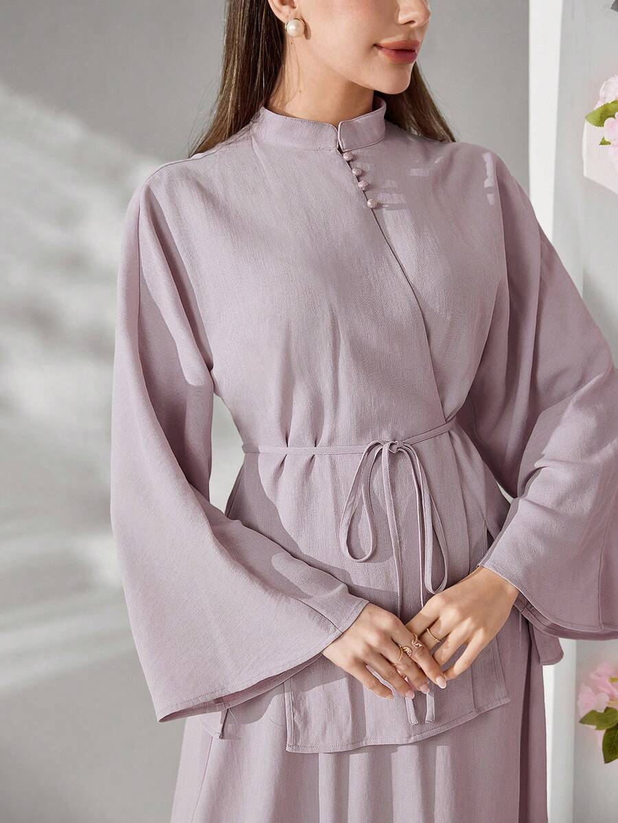 Veilorie Women's Solid Color Minimalist Long Sleeve Top And Long Pants 2 Pieces Set