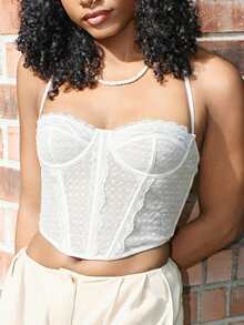 Steph T Top Court Ras-Du-Cou Dos-Nu bustier - Blanc - Voir 5