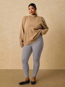 Freevana 大码女式自发热柔软保暖面料休闲打底裤，适合秋冬季穿着 - 灰色 - 查看 6