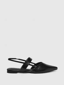 CUCCOO BIZCHIC 女士尖头黑色漆皮百搭通勤鞋，简约单带无后跟平底鞋 - 黑色 - 查看 8