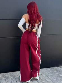 Bearsaez Women's Drawstring Waist Wide Leg Casual Loose Sports Harem Pants Fall Cloth For Women - Red - View 2