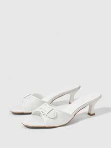 Sleekvia 女士绑带高跟穆勒凉鞋，夏季新品 - 白色 - 查看 7