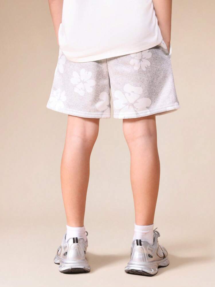 Tween Boys Floral Print Jersey Shorts With Side Pockets Casual Summer Drawstring Elastic Waist Comfortable Relaxed Fit Vacation Beach Wear