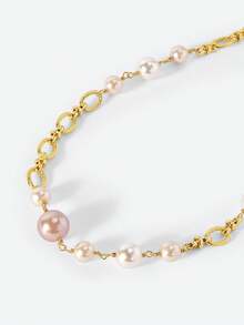 Opalesca 1pc Fashion Necklace (Bead Shape, Color, Pattern Random) - Gold - View 6