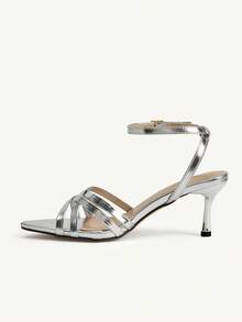 CUCCOO CHICEST Classic Simple Fashion Sexy High Heel Sandals Strap Combination Banquet Party Prom High Heel Sandals - Silver - View 9
