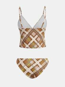 Maija 女士吊带无袖格子休闲沙滩泳衣套装 - 彩色 - 查看 2