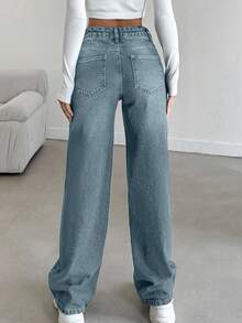LOW RISE STRAIGHT CYT WOMEN BLUE JEAN - Dusty Blue - View 2