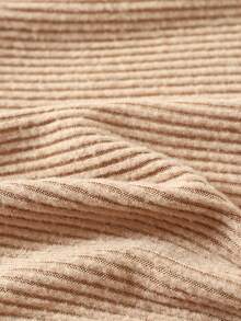 GlowEve 女士不规则下摆针织套头衫和收腰A字连衣裙套装，休闲日常法式优雅通勤时尚复古商务度假装，灰色长袖针织衫和深灰色连衣裙，早春/秋季新品两件套 - 棕色 - 查看 3