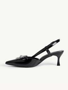 CUCCOO CHICEST Women's Pointed Toe Stiletto High Heel Shoes With Metallic Butterfly Buckle, Sexy & Fashionable, Suitable For Dresses, Party, Nightclub Summer Shoes Wedding Shoes Bride Shoes - Black - View 11