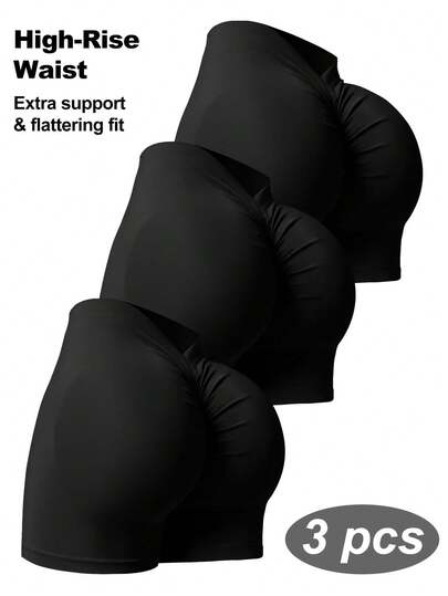 Easithlete Minimalist Solid Color High Waist Seamless Sports Shorts