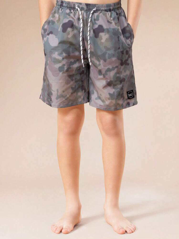 Pantaloncini da bagno mimetici con coulisse in vita