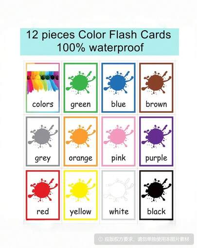 MINKOJA 12张覆膜防水彩色英语拼读单词学习闪卡