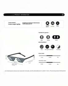 MINKOJA 趣味动漫风格双排像素马赛克时尚眼镜，适合锐舞派对和个性派对 - 彩色 - 查看 13