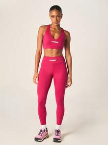 Missguided x Playboy Quần legging thể thao dài cạp cao màu hồng đậm dành cho nữ, có logo, chất liệu co giãn, thích hợp cho tập yoga và các hoạt động thể thao khác. - Hồng - Xem 6