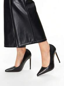 Glitzique 时尚性感杏色漆皮尖头10.5厘米细高跟鞋，休闲百搭，适合春秋季节穿着，优雅大方，适合派对场合。 - 黑色 - 查看 10