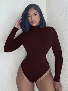 Alexandranx Women's Sexy Hollow Out Long Sleeve Bodysuit - Maroon - View 5