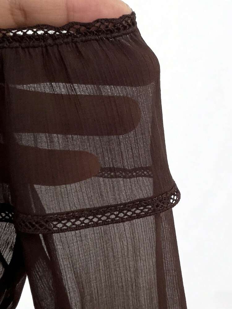 Summer Vacation Outfit Pink Lace Patchwork Off-Shoulder Loose Blouse For Women