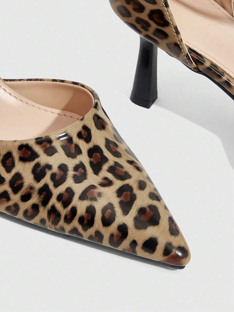 CUCCOO SZL 2026 Spring, Autumn And Summer Women's Leopard Print Hollow Ankle Strap High-End Heel Shoes