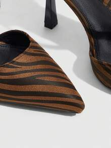 CUCCOO SZL Zapatos de mujer con punta, correa de serpiente y estampado de leopardo de tacón alto - Marrón - Ver 5
