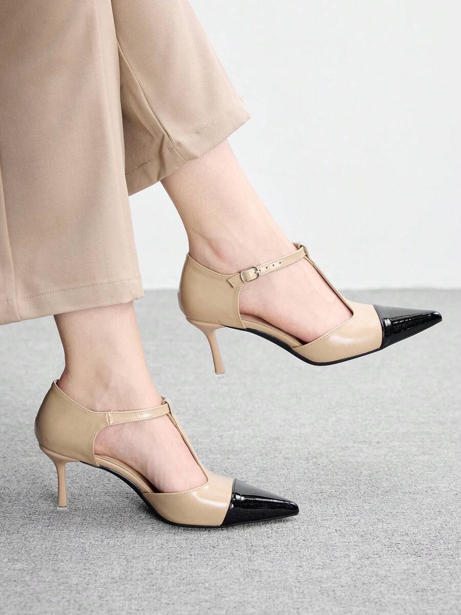 CUCCOO BIZCHIC 女士时尚防滑鞋底细高跟尖头舒适高跟鞋 - 杏色 - 查看 1