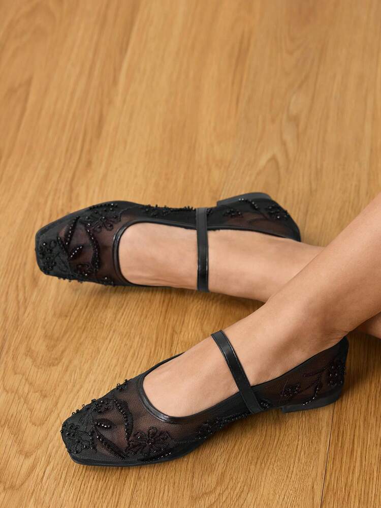 CUCCOO HITCHD Women's Fashion Floral Beaded Decor Buckle Design Loafers Wedding Shoes Spring Shoes Bride Shoes