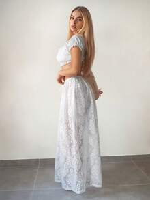 Sweetina 女士性感优雅蕾丝薄纱度假风半身裙 - 白色 - 查看 5