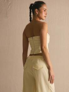MUSERA Áo quây ôm sát kẻ sọc, thích hợp mặc mùa xuân hè, ấm áp, dễ thương, thường ngày, nữ tính, đi nghỉ mát, dự tiệc, ngày lễ, ngày của Mẹ, thanh lịch, phong cách đồng quê. - Vàng nhạt - Xem 4
