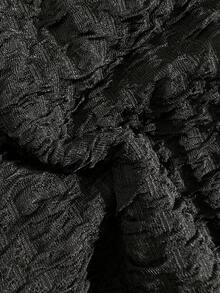 SHEIN Teen Girls V-Neck Floral Metal Buckle Textured Knit Backless One-Piece Swimsuit, Vacation Beachwear - Black - View 4