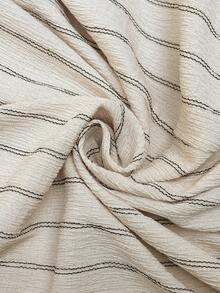 SHEIN LUNE Women's Casual Striped Summer Vacation & Commute Daily Basic Fashion Twist Knot Mid-Length Dress, Short Sleeve - Apricot - View 7