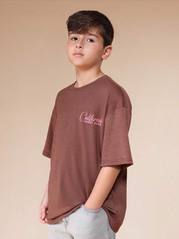 Camiseta Gráfica Oversized para Meninos de Manga Curta com Estampa de Caminhão da Costa da Califórnia, Camiseta Casual de Verão para Jovens