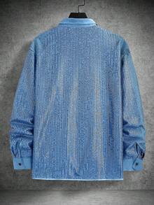 Manfinity AFTRDRK Men's Fashionable Party Sequin Long Sleeve Shirt - Blue - View 2