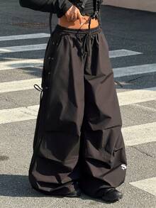 Muchica Black Woven Sports Cargo Pants - Black - View 1
