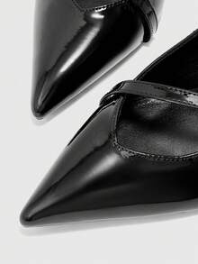 CUCCOO BIZCHIC 女士性感尖头交叉绑带搭扣高跟凉鞋，春夏时尚派对鞋 - 黑色 - 查看 10