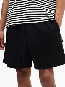 SUMWON Men's Cotton Black Casual Drawstring Waist Regular Fit Summer Shorts With Side Pockets - Black - View 5