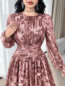 Feyla Off-Shoulder Butterfly Ruched Waist Slim Fit Unique Dress Wedding Dinner Party Dusty Rose Autumn Romantic Casual - Dusty Pink - View 4