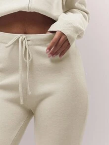 MUSERA Quần ống rộng dáng suông, cạp chun dệt kim, kiểu dáng thoải mái, chỉ có phần đáy, phong cách đồng quê dễ thương, thích hợp mặc ở nhà khi đi học, màu caramel, thích hợp cho tiệc tối, thanh lịch, mùa xuân. - Màu be - Xem 5