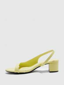 CUCCOO BIZCHIC Simple And Fashionable Sandals For Women's Summer Outer Wear, Spring And Summer New Open-Toed Back Strap Thick Heel High Heels, Side Air Commuting Temperament Women's Shoes - cream yellow - View 10