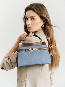 SHECARRY Ladies Handbag, Retro Contrasting Commuter Bag - Teal Blue - View 7