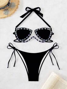 Swim SXY 新款女士钻石杯钢圈比基尼泳衣 - 黑色 - 查看 4