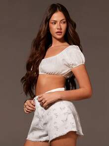 Athîral Women's Minimalist Printed Casual Denim Shorts - Multicolor - View 6