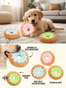 PETSIN Creative Donut Plush Dog Toy With BB Sounds, Interactive Play For Dogs - Multicolor - View 2