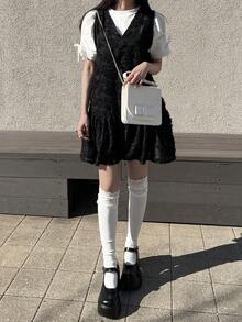 FRIFUL Áo choàng nữ hở lưng, thắt nơ, in hoa, kiểu dáng suông. - màu đen - Xem 2