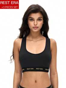 Set de 3 sujetadores de mujer con estampado de letras de moda - Multicolor - Ver 1