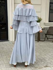 Livesso 女士休闲宽松荷叶边上衣和半裙两件套，适合夏季、春季、度假、婚礼、毕业典礼、复活节等场合。 - 霧霾藍 - 查看 2