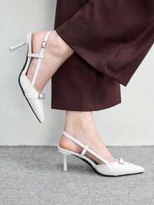 CUCCOO BIZCHIC 女士时尚优雅细跟尖头高跟鞋 - 白色 - 查看 5